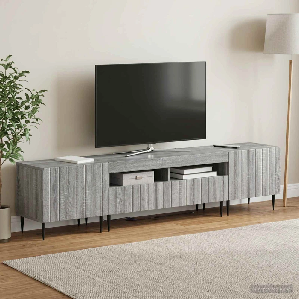 TV staliukas 5 dalių LED televizoriaus stovas Pilka Sonoma Apdirbta mediena