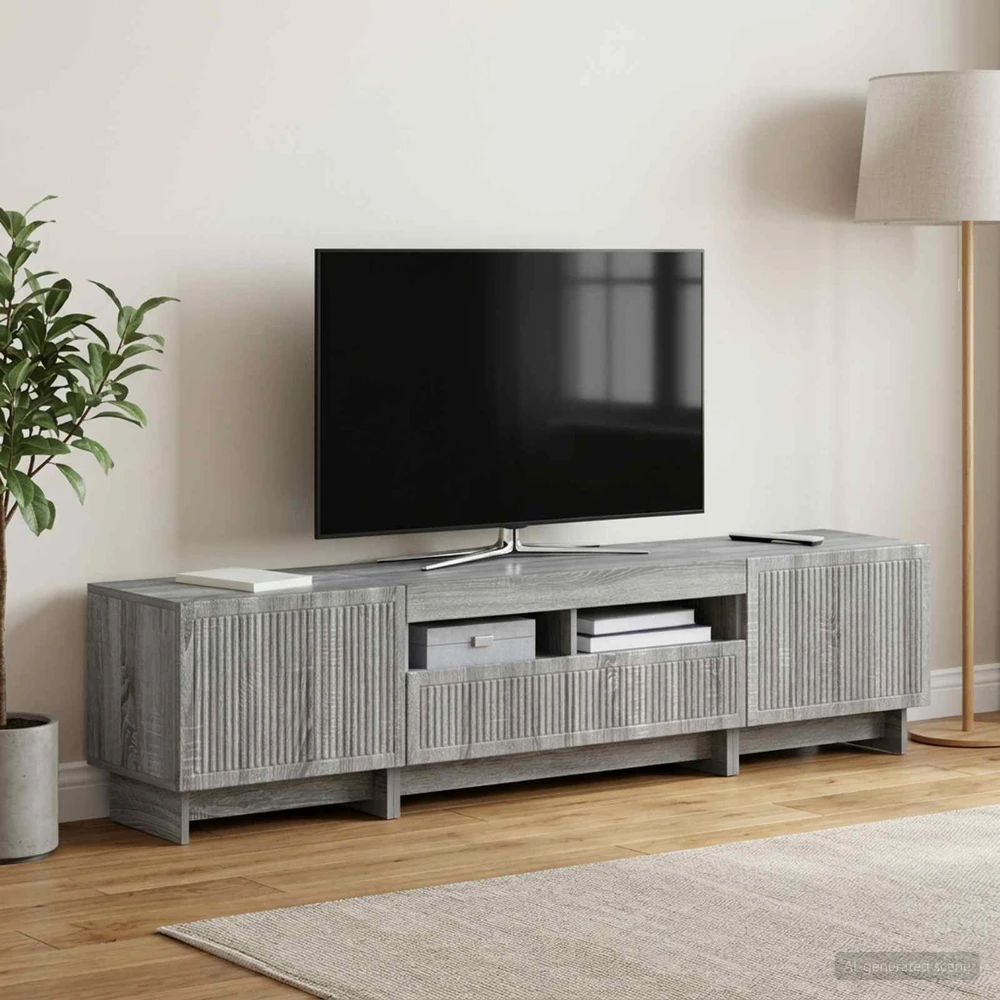TV staliukas 5 dalių LED televizoriaus stovas Pilka Sonoma Apdirbta mediena