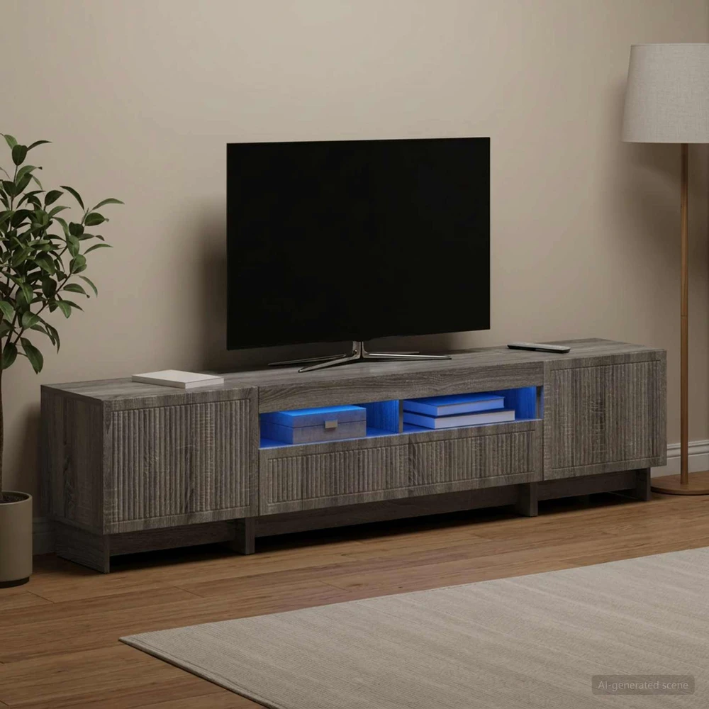 TV staliukas 5 dalių LED televizoriaus stovas Pilka Sonoma Apdirbta mediena