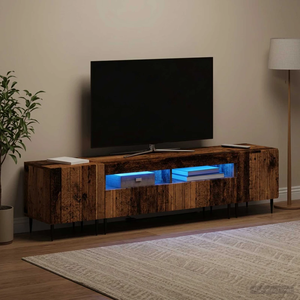 TV staliukas 5 dalių LED televizoriaus stovas Sendintos medienos