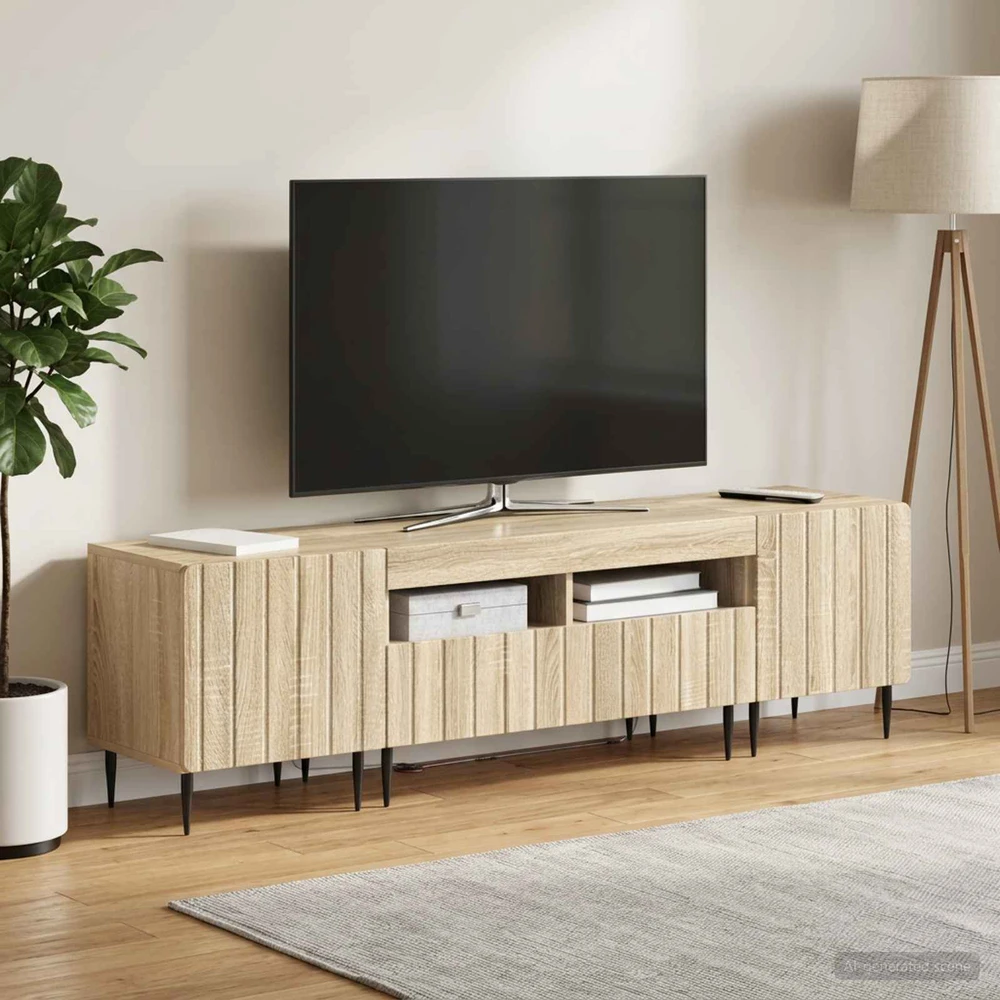 TV staliukas 5 dalių LED televizoriaus stovas Sonoma ąžuolas