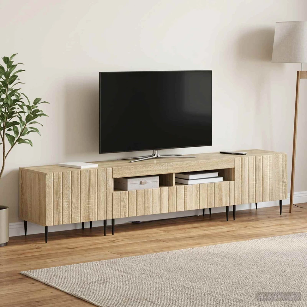 TV staliukas 5 dalių LED televizoriaus stovas Sonoma ąžuolas