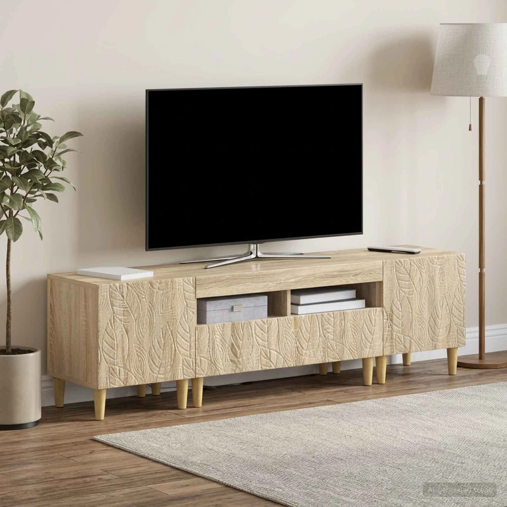 TV staliukas 5 dalių LED televizoriaus stovas Sonoma ąžuolas