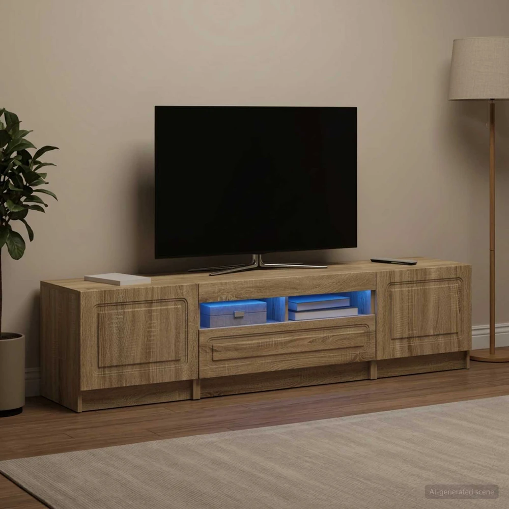 TV staliukas 5 dalių LED televizoriaus stovas UTRECHT 3 vnt. Sonoma ąžuolas