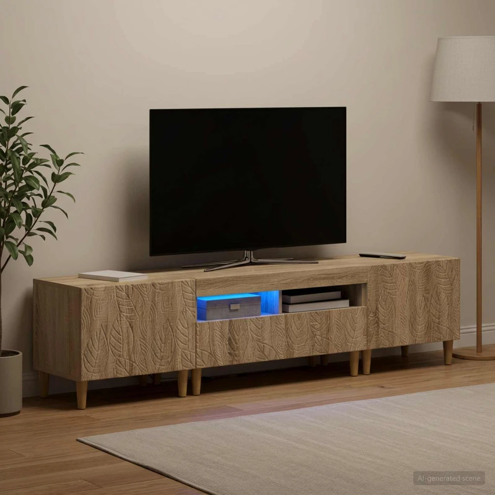TV staliukas 5 dalių LED televizoriaus stovas Sonoma ąžuolas