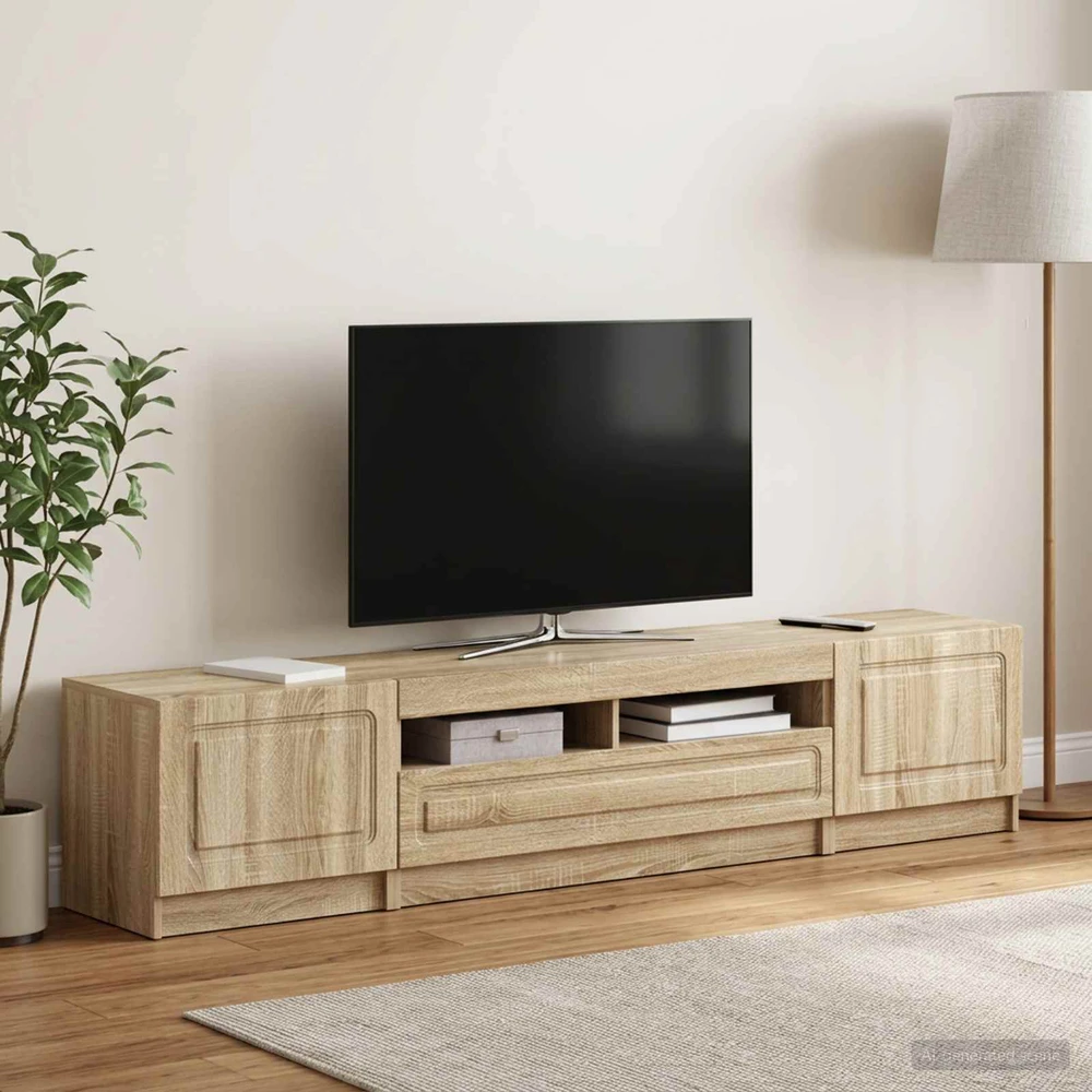 TV staliukas 5 dalių LED televizoriaus stovas UTRECHT 3 vnt. Sonoma ąžuolas