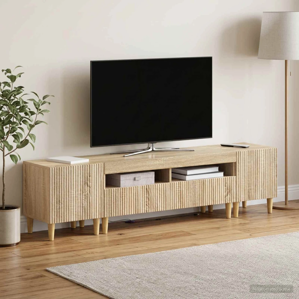 TV staliukas 5 dalių LED televizoriaus stovas Sonoma ąžuolas