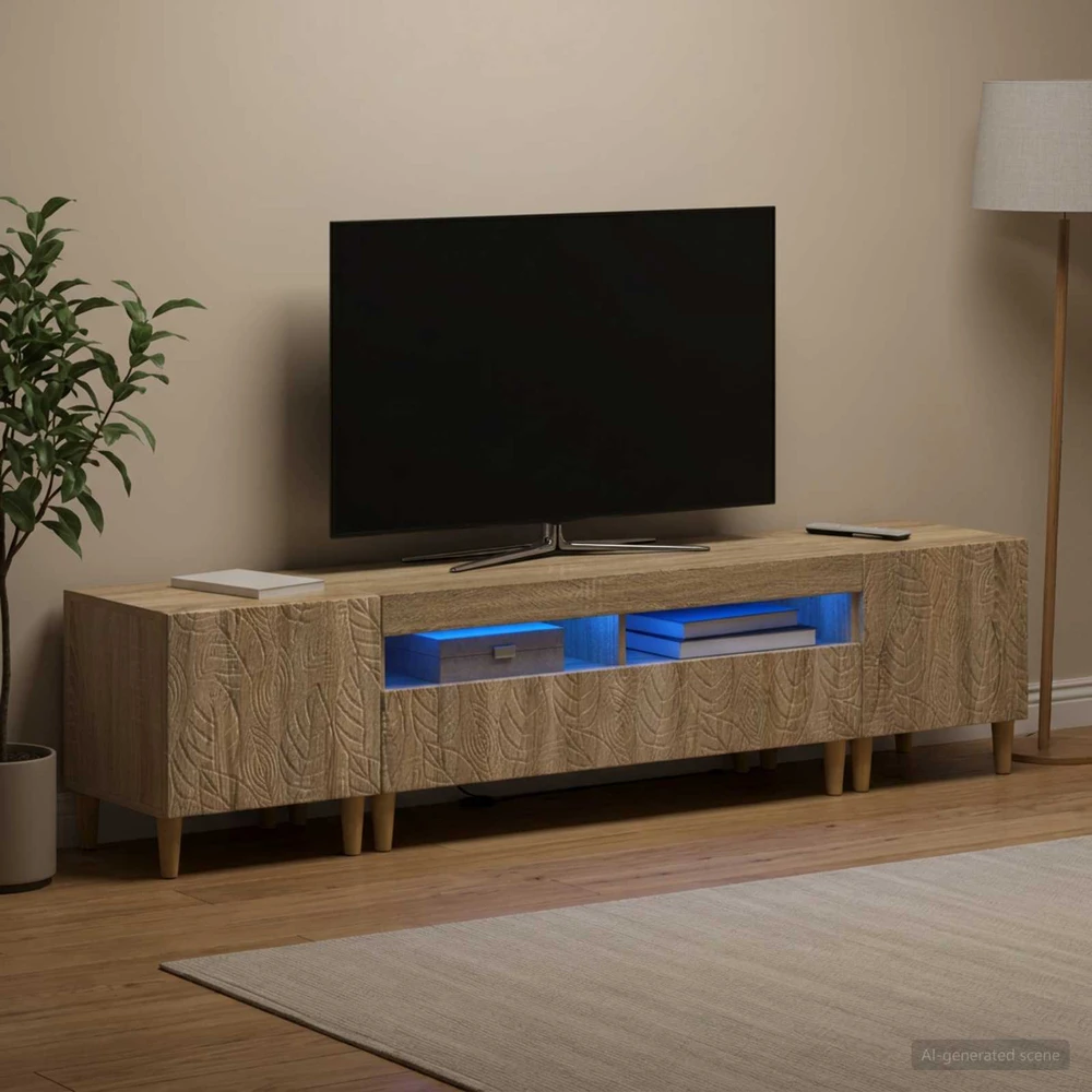 TV staliukas 5 dalių LED televizoriaus stovas Sonoma ąžuolas