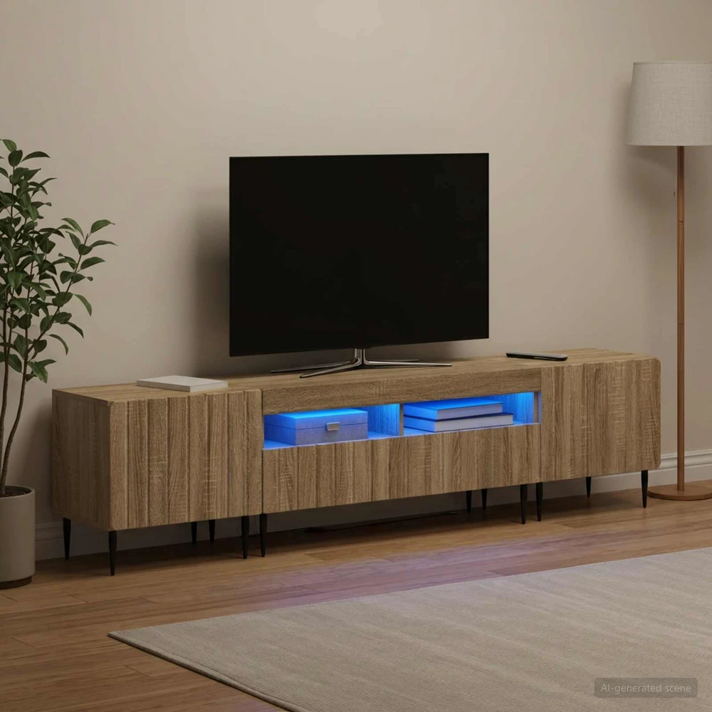 TV staliukas 5 dalių LED televizoriaus stovas Sonoma ąžuolas
