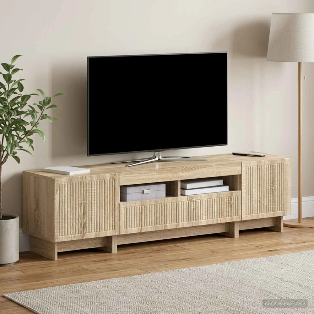 TV staliukas 5 dalių LED televizoriaus stovas Sonoma ąžuolas