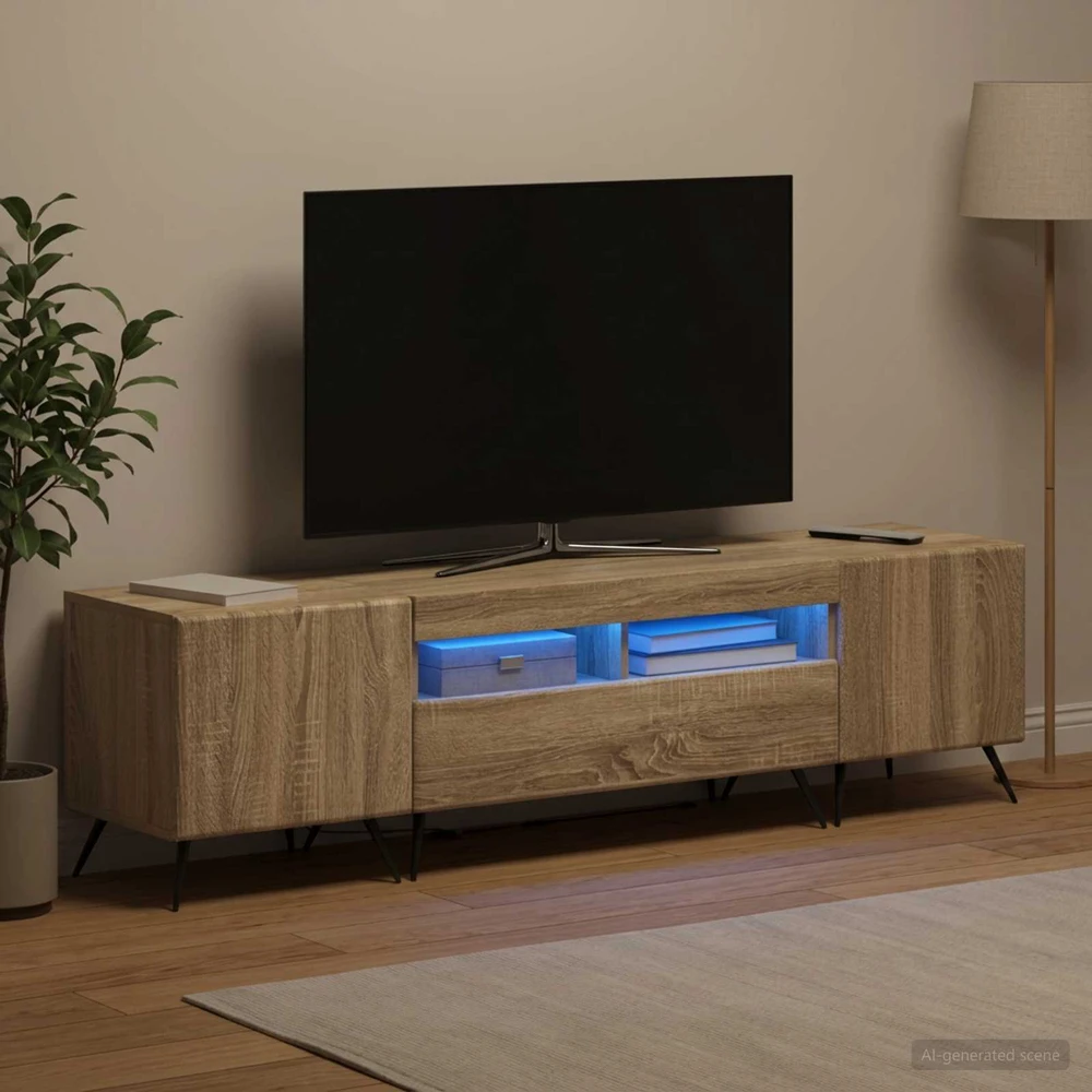 TV staliukas 5 dalių LED televizoriaus stovas Sonoma ąžuolas