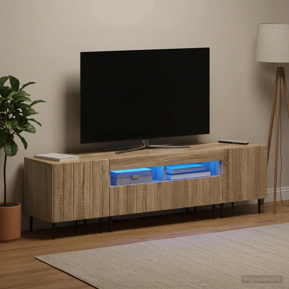 TV staliukas 5 dalių LED televizoriaus stovas Sonoma ąžuolas