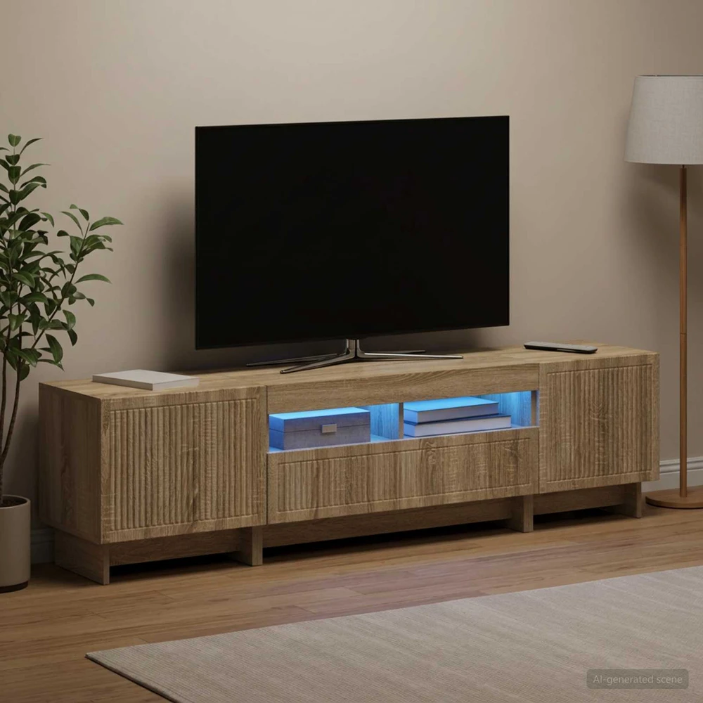 TV staliukas 5 dalių LED televizoriaus stovas Sonoma ąžuolas