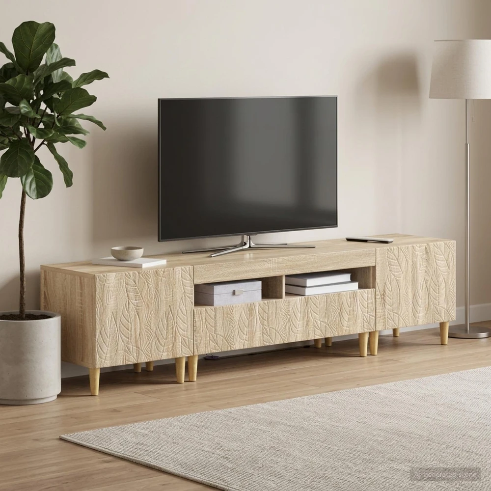 TV staliukas 5 dalių LED televizoriaus stovas Sonoma ąžuolas
