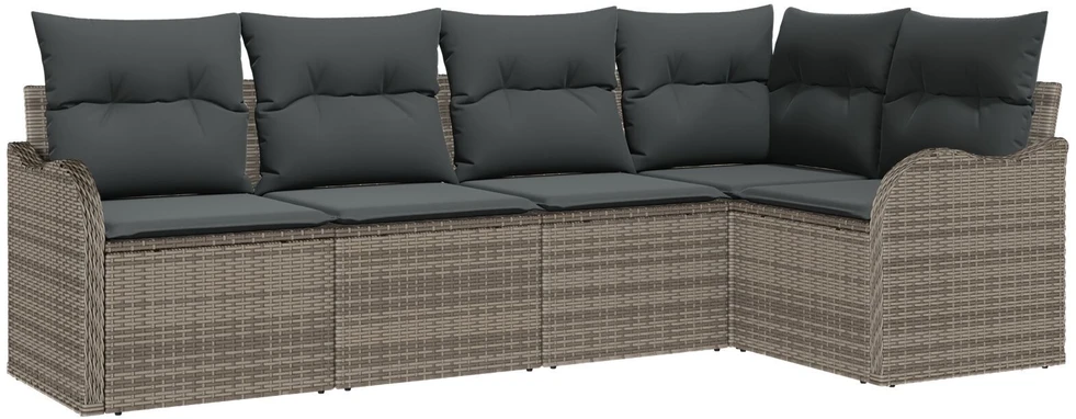 Lauko baldų komplektas Sodo Sofų Rinkinys 5 vnt. Pilka poliratanas