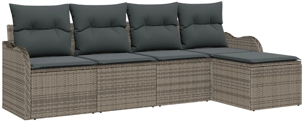 Lauko baldų komplektas Sodo Sofų Rinkinys 5 vnt. Pilka poliratanas