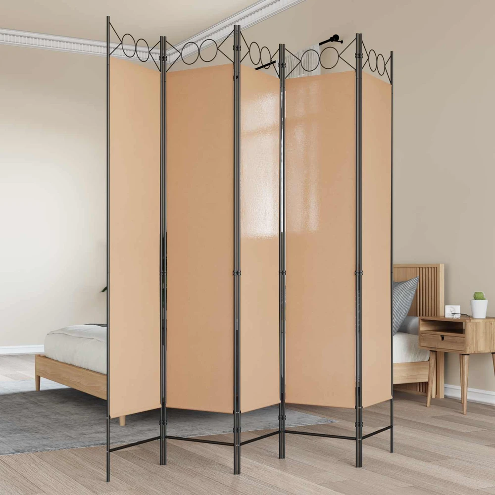 5-Panelis kambario skydas Smėlio 200 x 200 cm Audinys