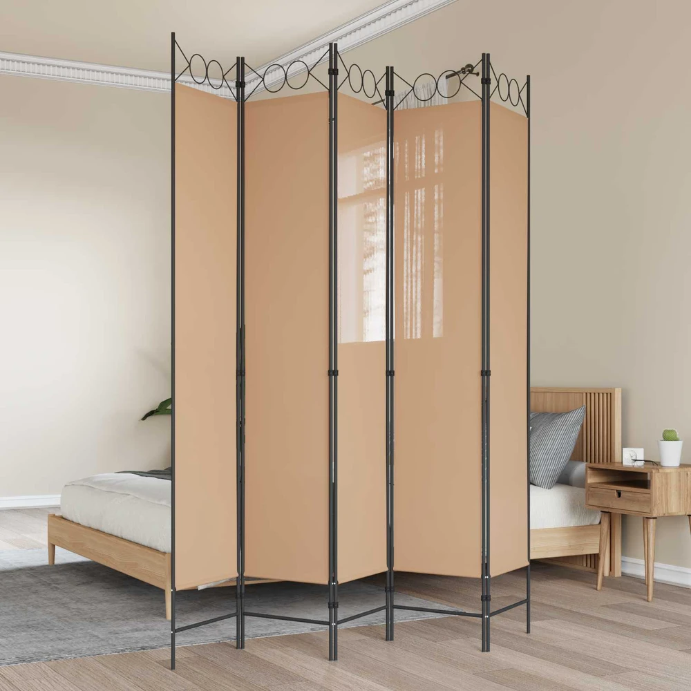 5-Panelis kambario skydas Smėlio 200 x 220 cm Audinys