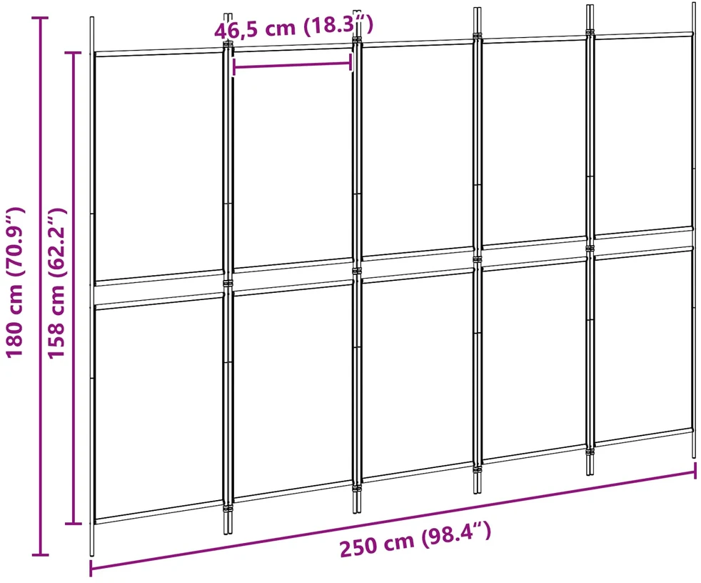 5-Panelis kambario skydas Smėlio 250 x 180 cm Audinys