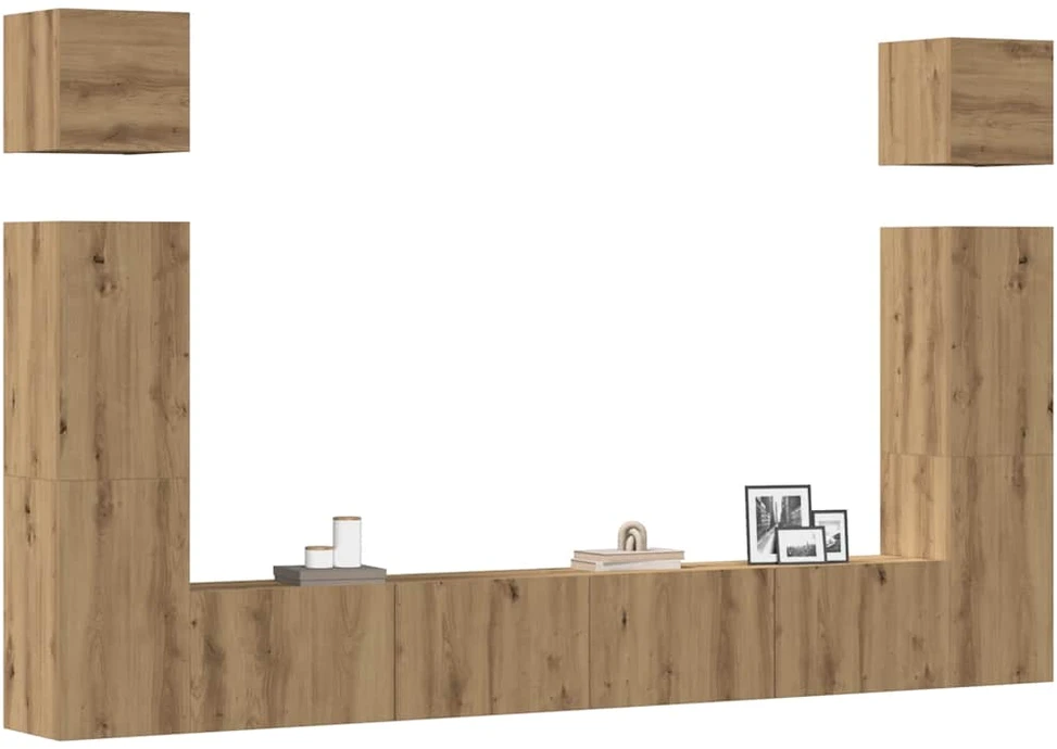 TV staliukas 6 dalių sieninis televizoriaus spintelės komplektas Artisan Oak