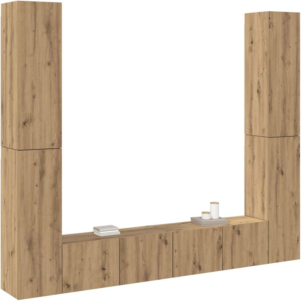 TV staliukas 6 dalių sieninis televizoriaus spintelės komplektas Artisan Oak