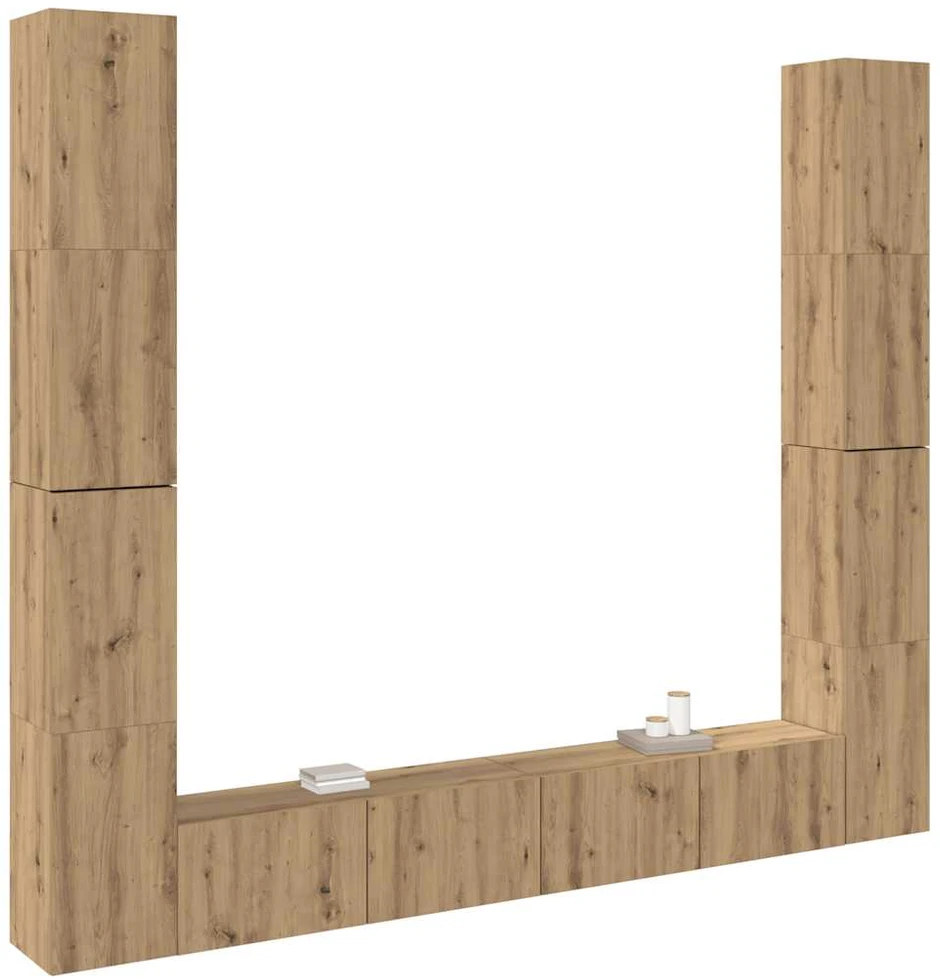 TV staliukas 6 dalių sieninis televizoriaus spintelės komplektas Artisan Oak
