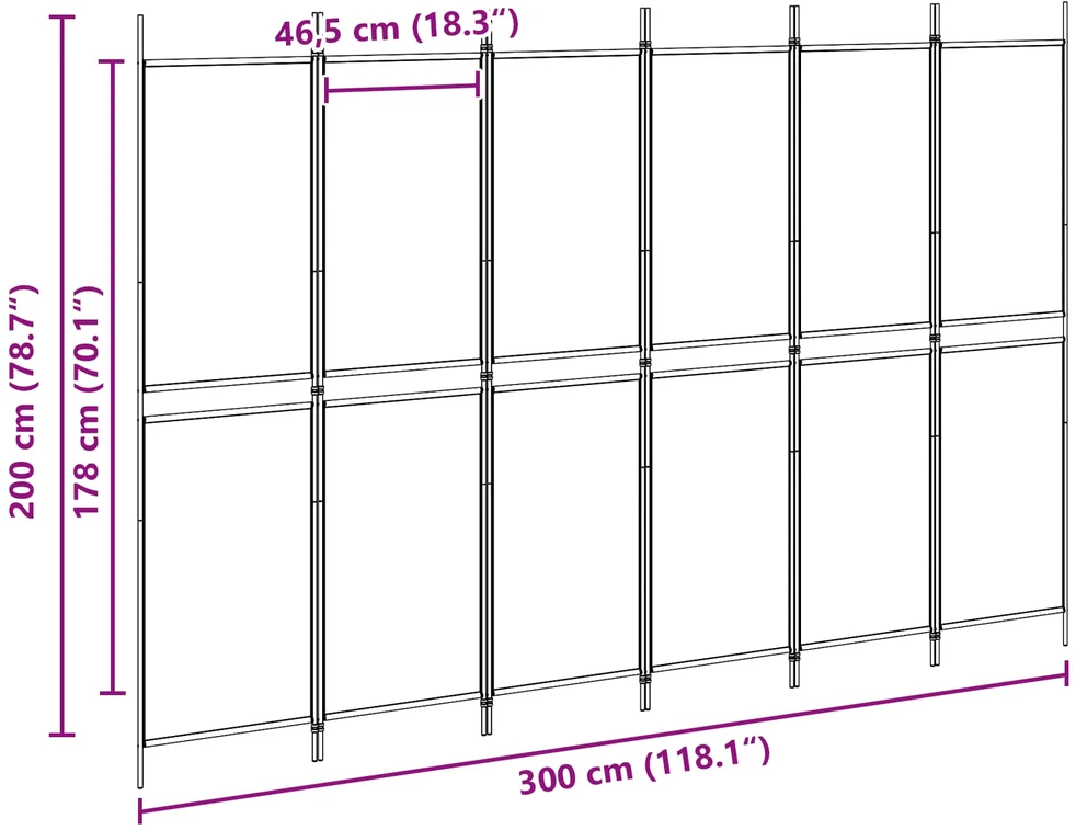 6-skydelio kambario pertvara Smėlio 300 x 200 cm Audinys