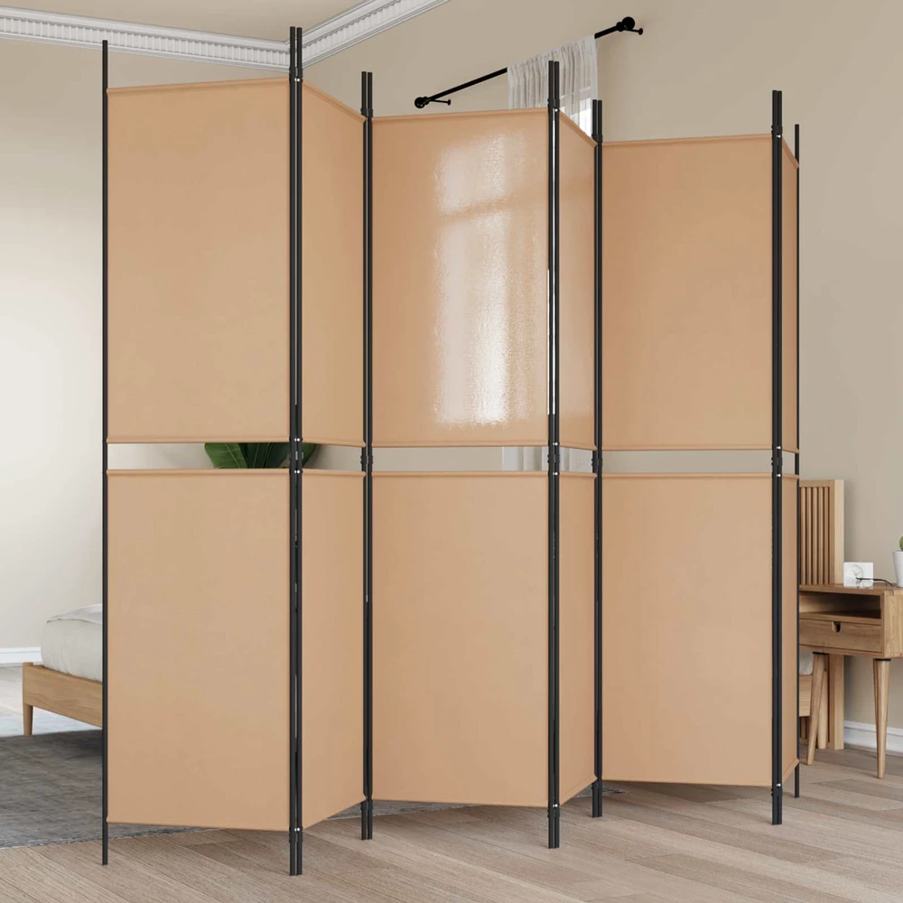 6-skydelio kambario pertvara Smėlio 300 x 200 cm Audinys