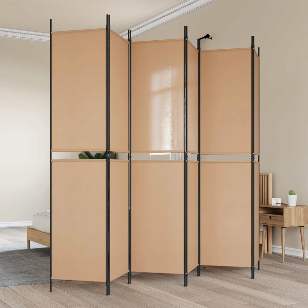 6-skydelio kambario pertvara Smėlio 300 x 220 cm Audinys