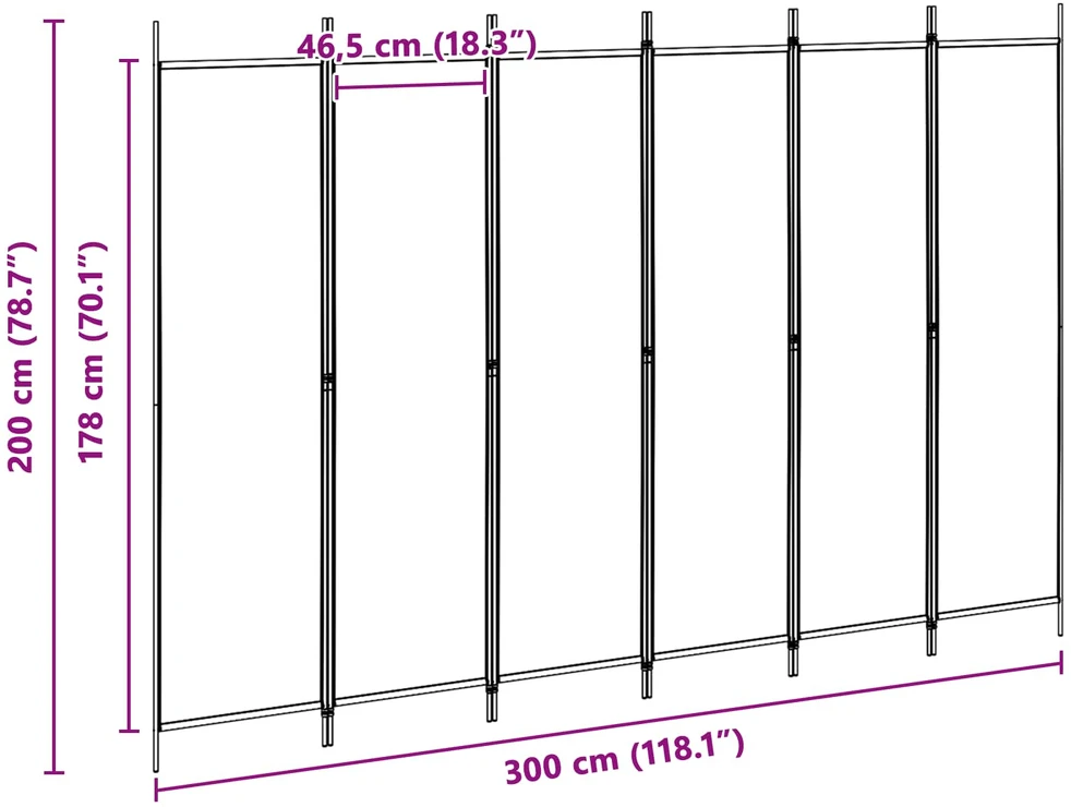 6-skydelio kambario pertvara Smėlio 300 x 200 cm Audinys