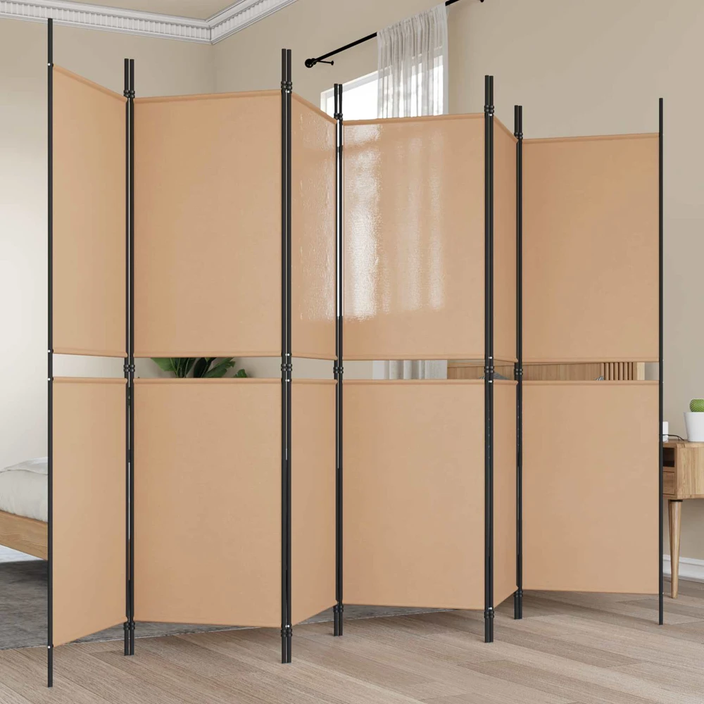6-skydelio kambario pertvara Smėlio 300 x 180 cm Audinys