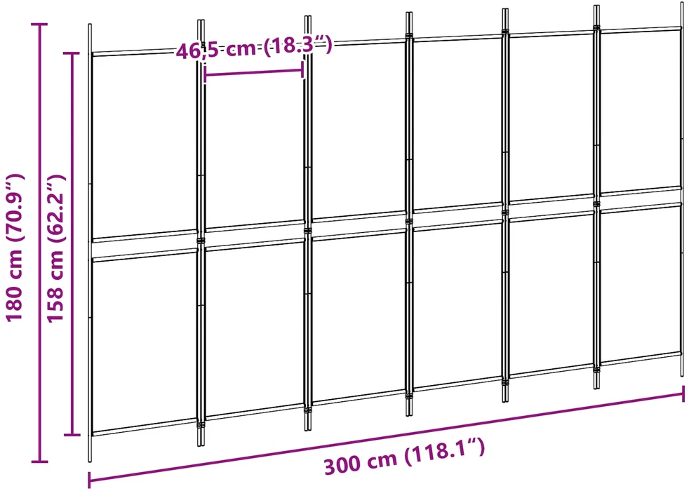 6-skydelio kambario pertvara Smėlio 300 x 180 cm Audinys