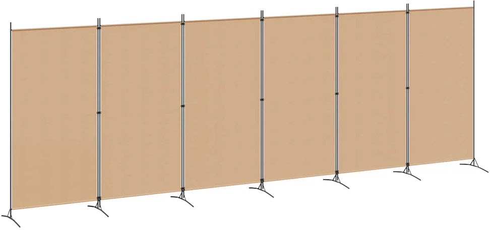 6-skydelio kambario pertvara Smėlio 520 x 180 cm Audinys