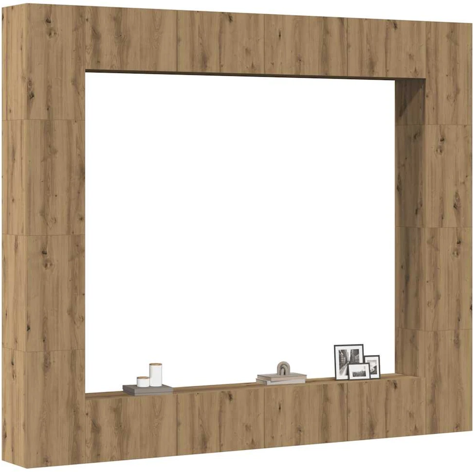 TV staliukas 8 dalių sieninis televizoriaus spintelės komplektas Artisan Oak
