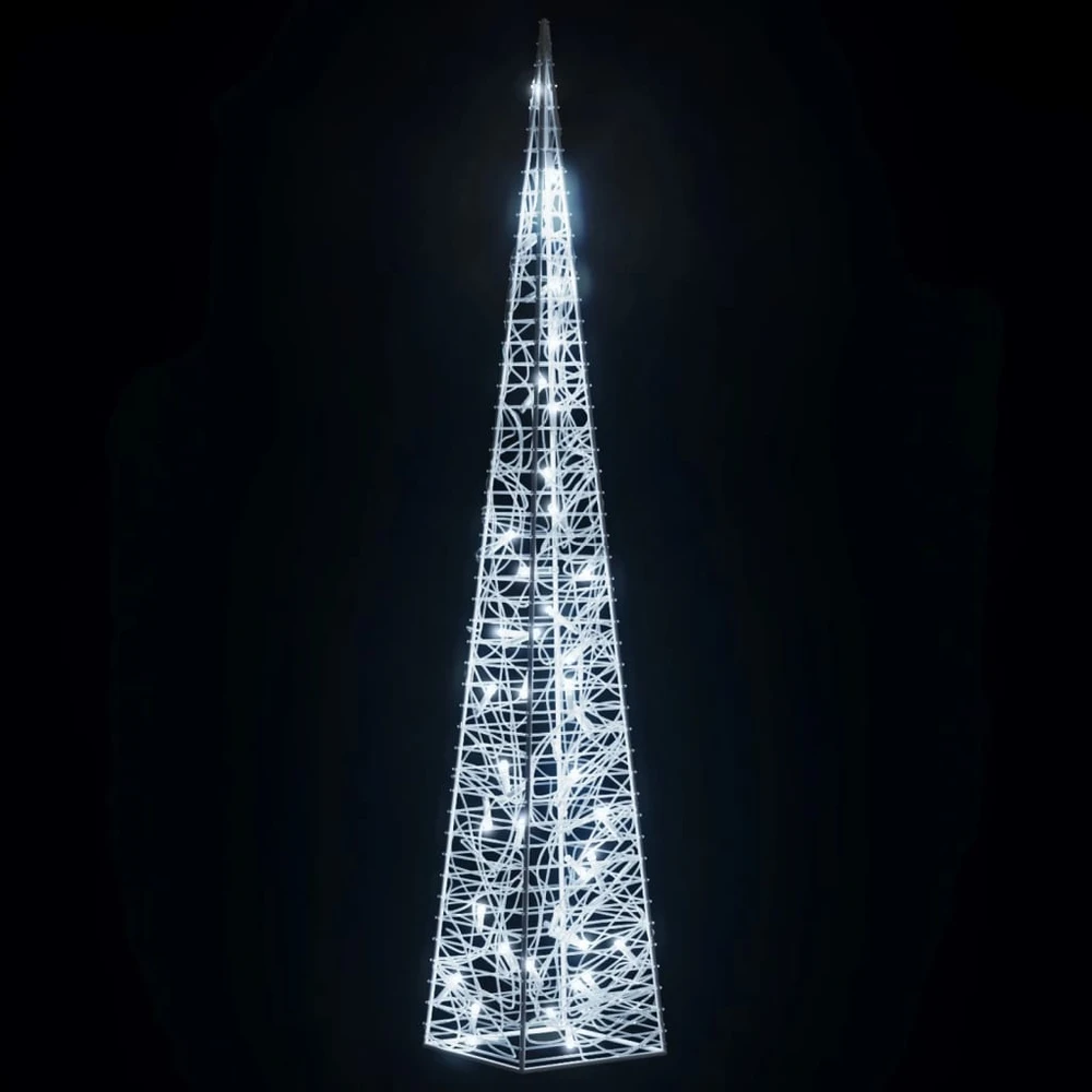 Akrilinė LED dekoracija kūgis, šaltos baltos spalvos, 90cm