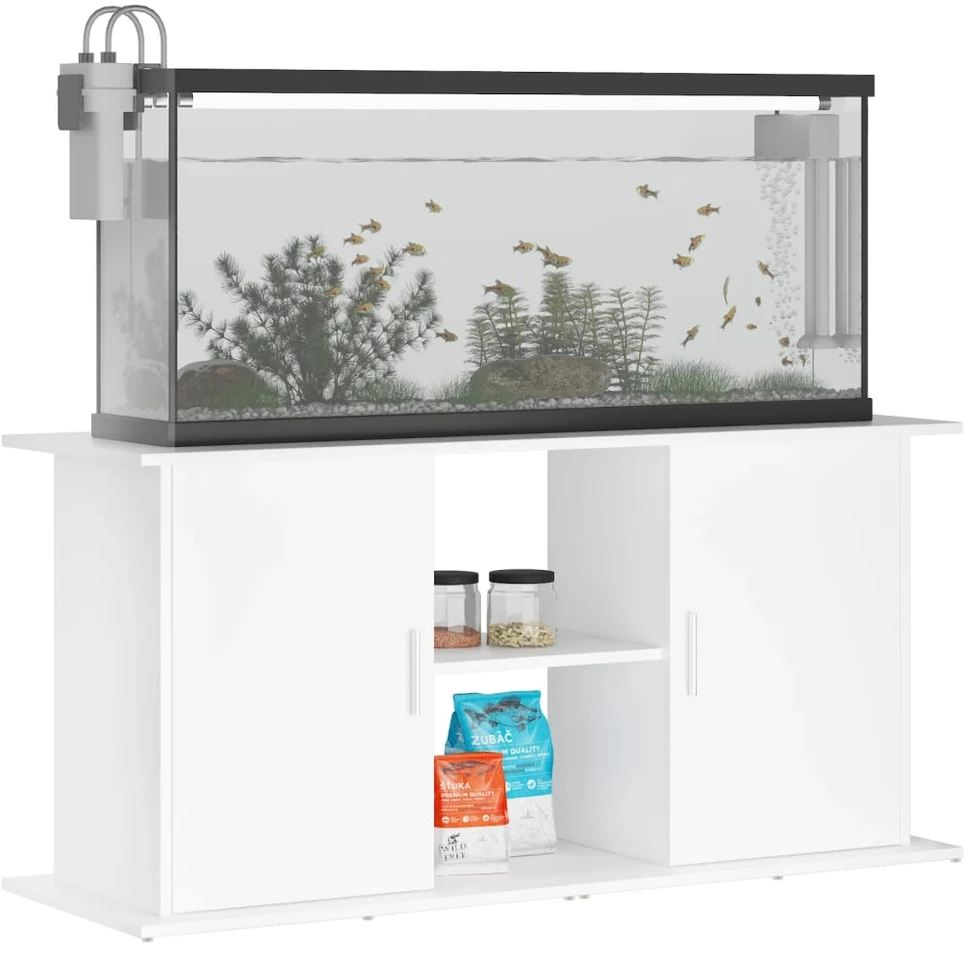 Akvariumo stovas, baltos spalvos, 121x41x58cm, apdirbta mediena