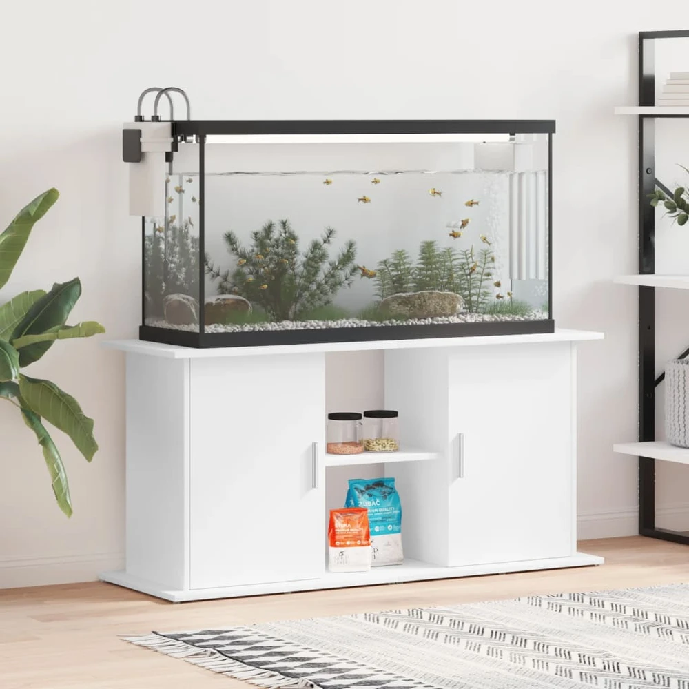 Akvariumo stovas, baltos spalvos, 121x41x58cm, apdirbta mediena