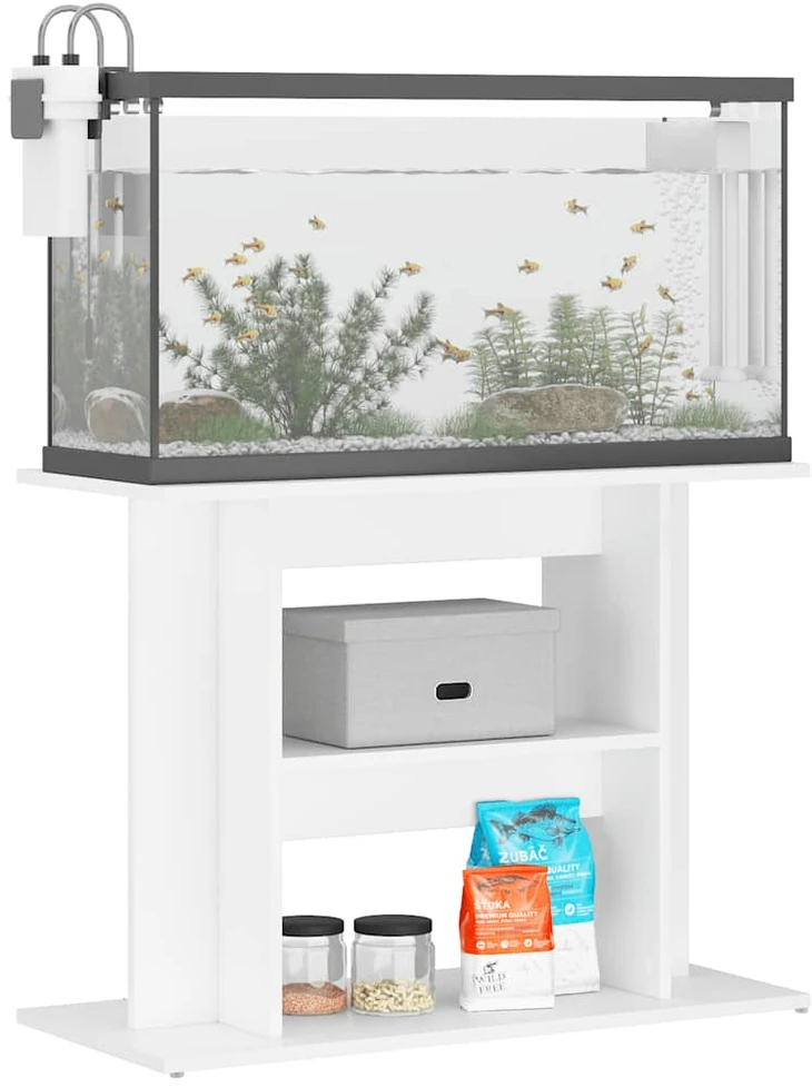 Akvariumo stovas, baltos spalvos, 80x35x60cm, apdirbta mediena