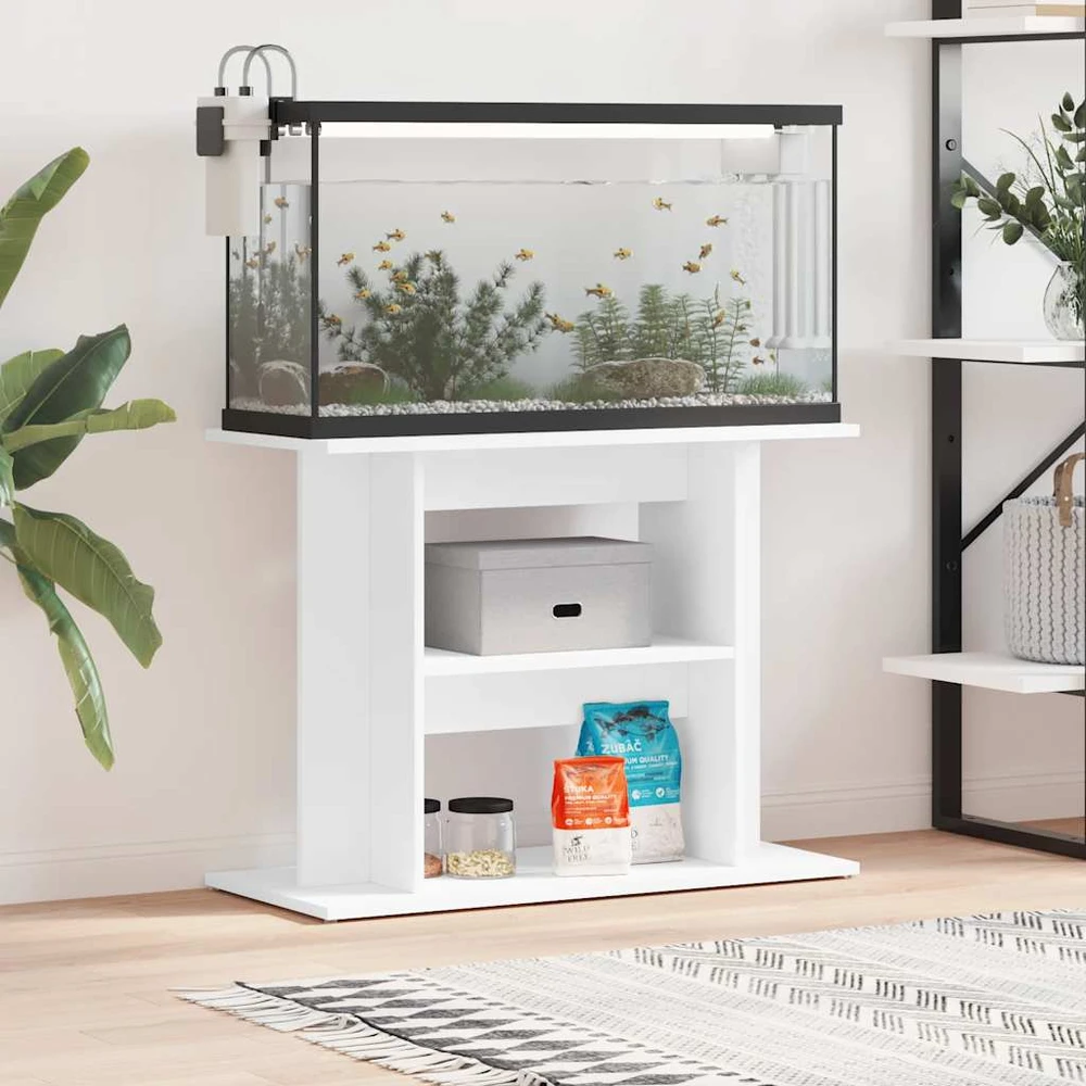 Akvariumo stovas, baltos spalvos, 80x35x60cm, apdirbta mediena
