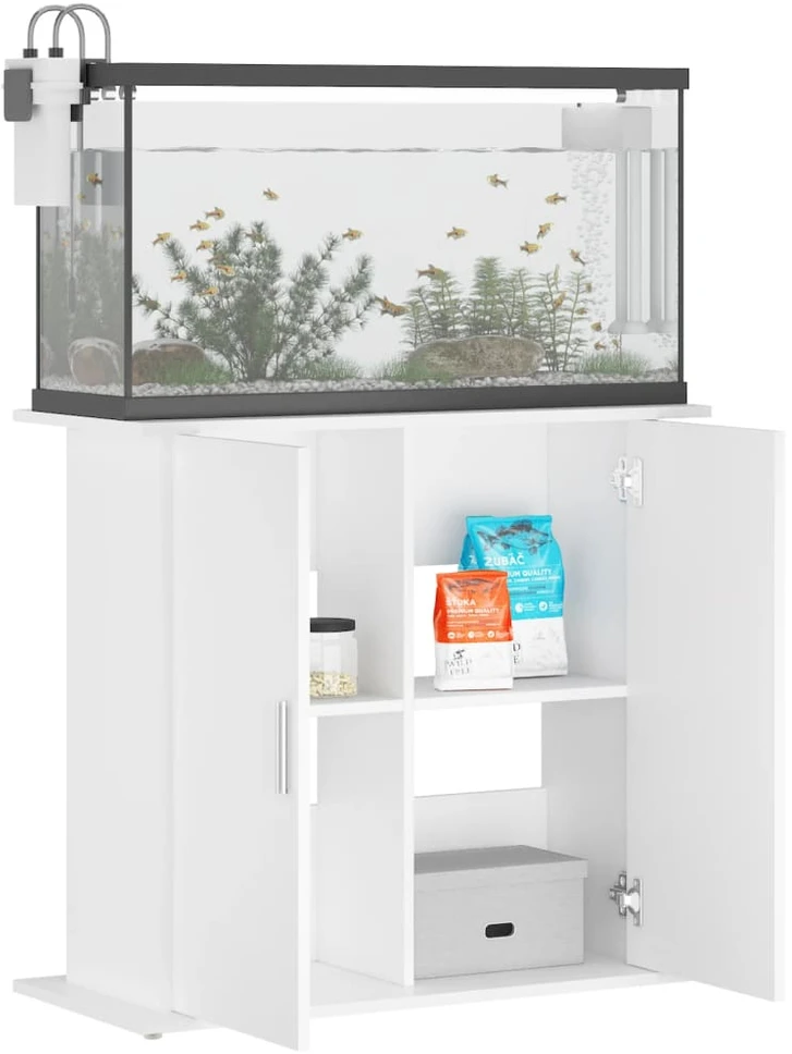 Akvariumo stovas, baltos spalvos, 81x36x73cm, apdirbta mediena