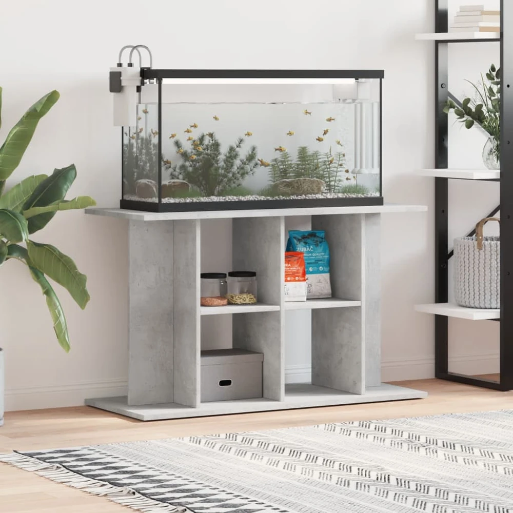 Akvariumo stovas, betono pilkas, 100x40x60cm, apdirbta mediena