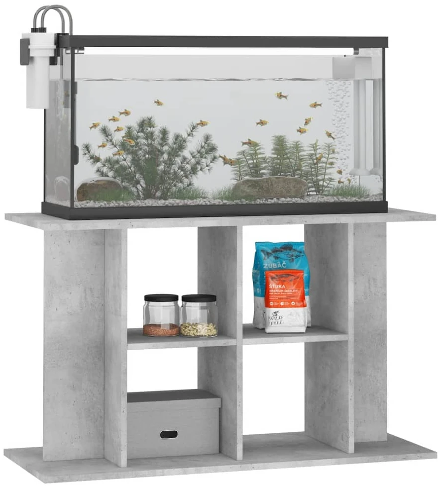 Akvariumo stovas, betono pilkas, 100x40x60cm, apdirbta mediena