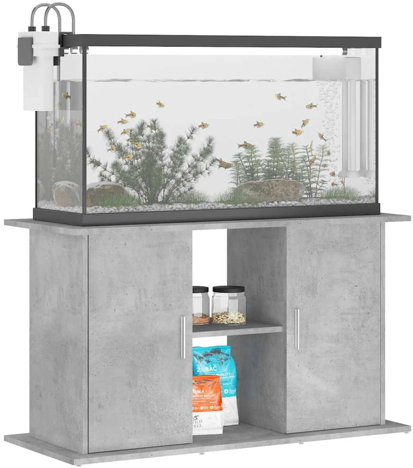 Akvariumo stovas, betono pilkas, 101x41x58cm, apdirbta mediena