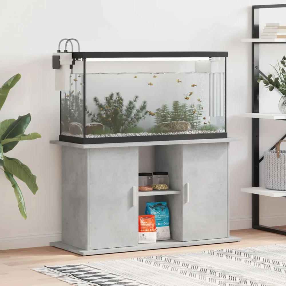Akvariumo stovas, betono pilkas, 101x41x58cm, apdirbta mediena