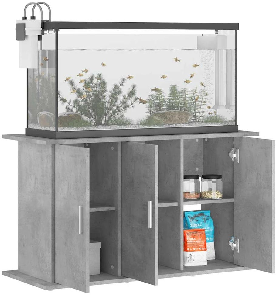 Akvariumo stovas, betono pilkas, 101x41x58cm, apdirbta mediena