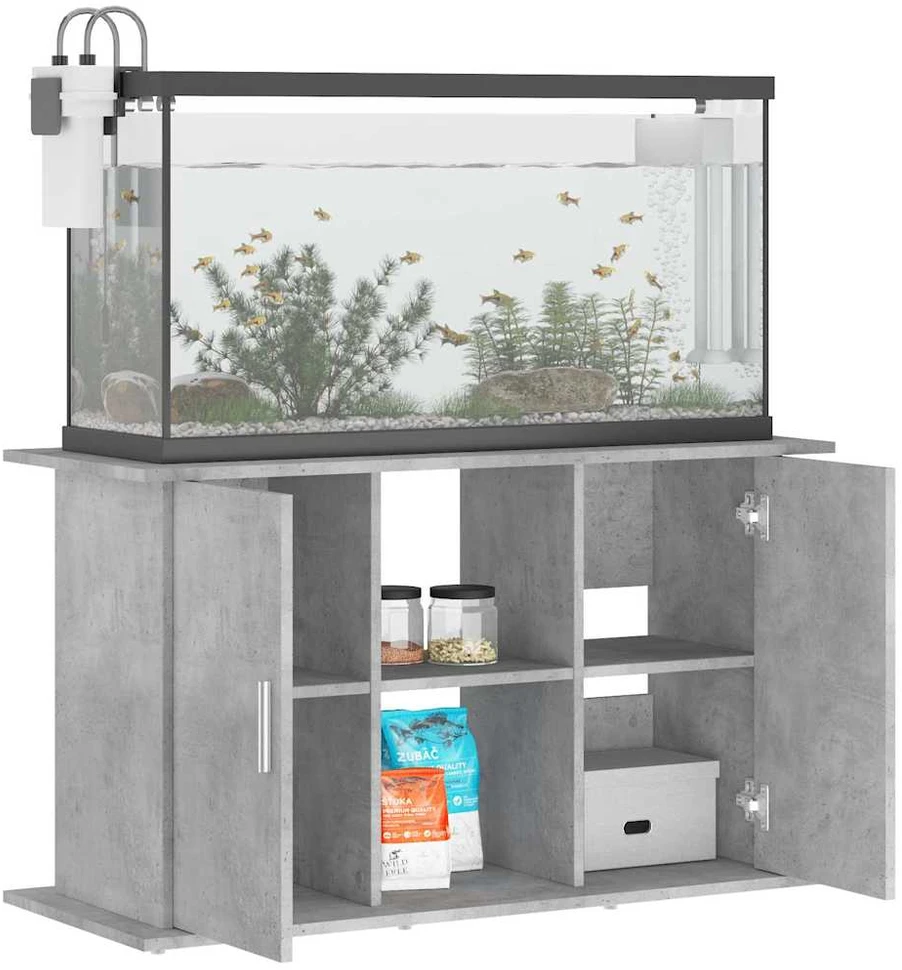 Akvariumo stovas, betono pilkas, 101x41x58cm, apdirbta mediena