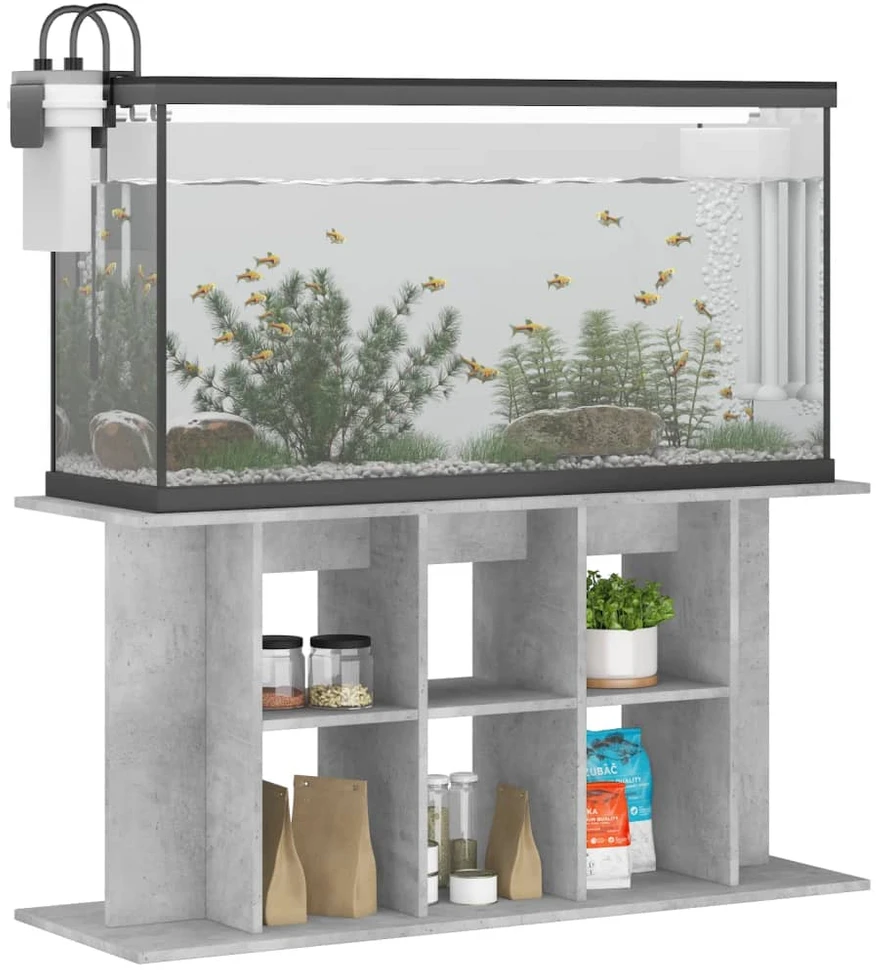 Akvariumo stovas, betono pilkas, 120x40x60cm, apdirbta mediena