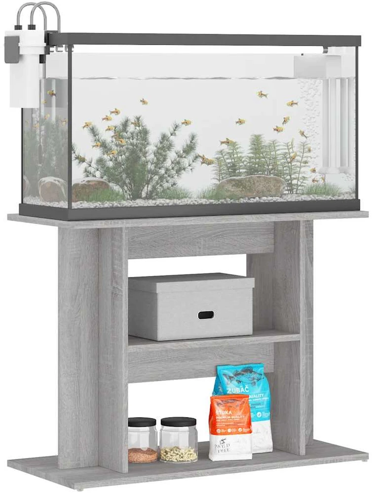 Akvariumo stovas, betono pilkas, 80x35x60cm, apdirbta mediena