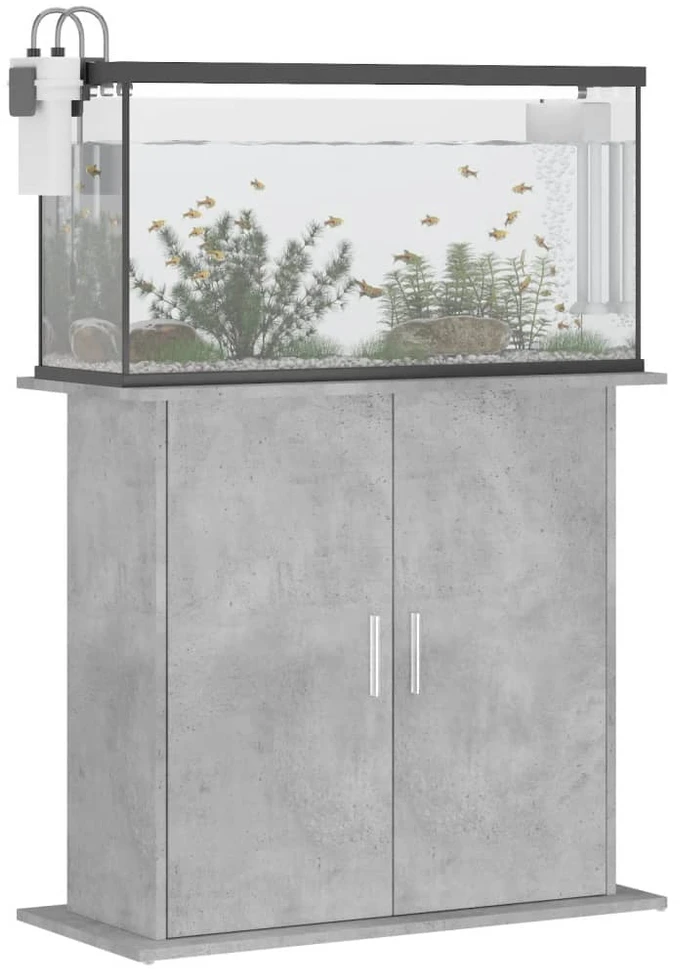 Akvariumo stovas, betono pilkas, 81x36x73cm, apdirbta mediena