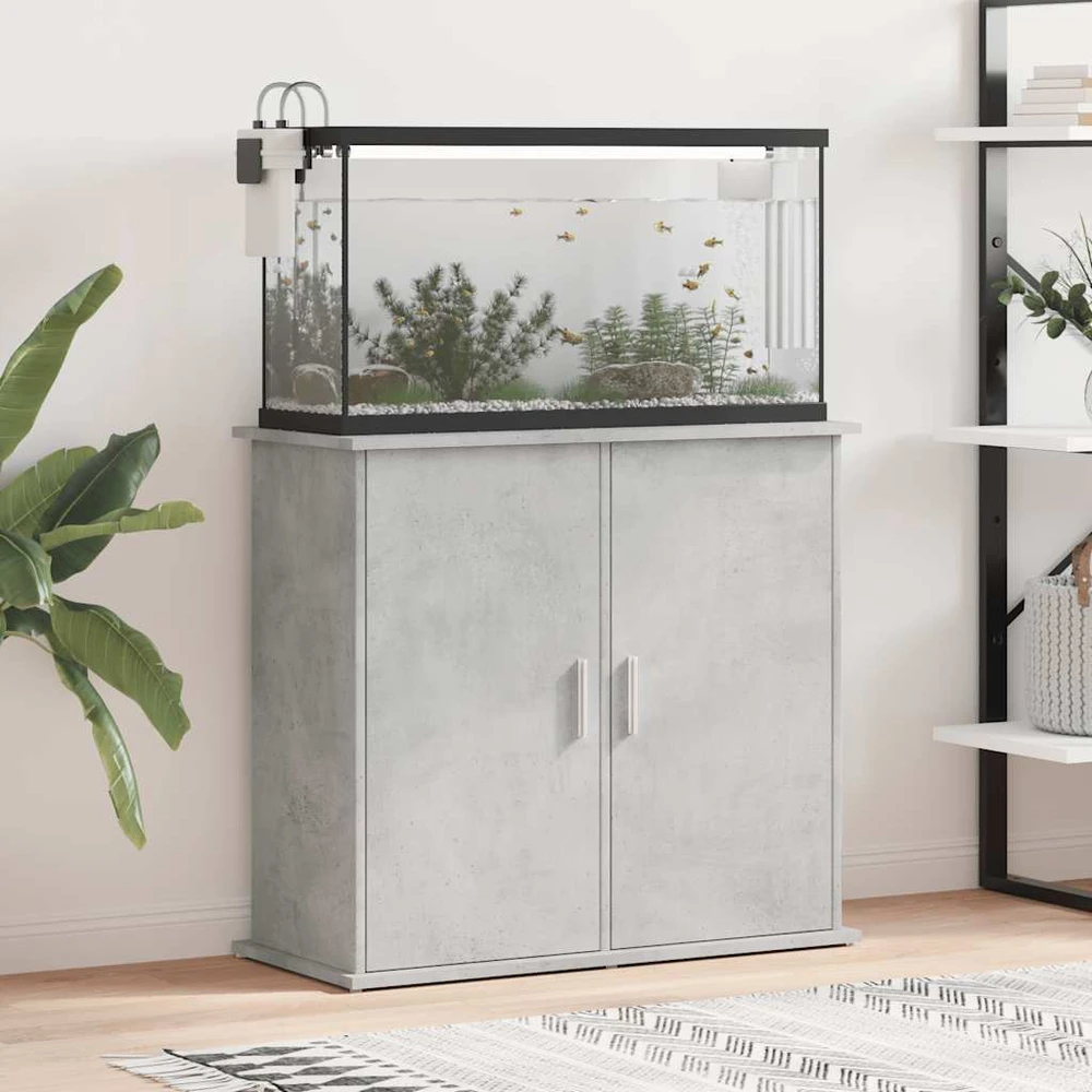 Akvariumo stovas, betono pilkas, 81x36x73cm, apdirbta mediena